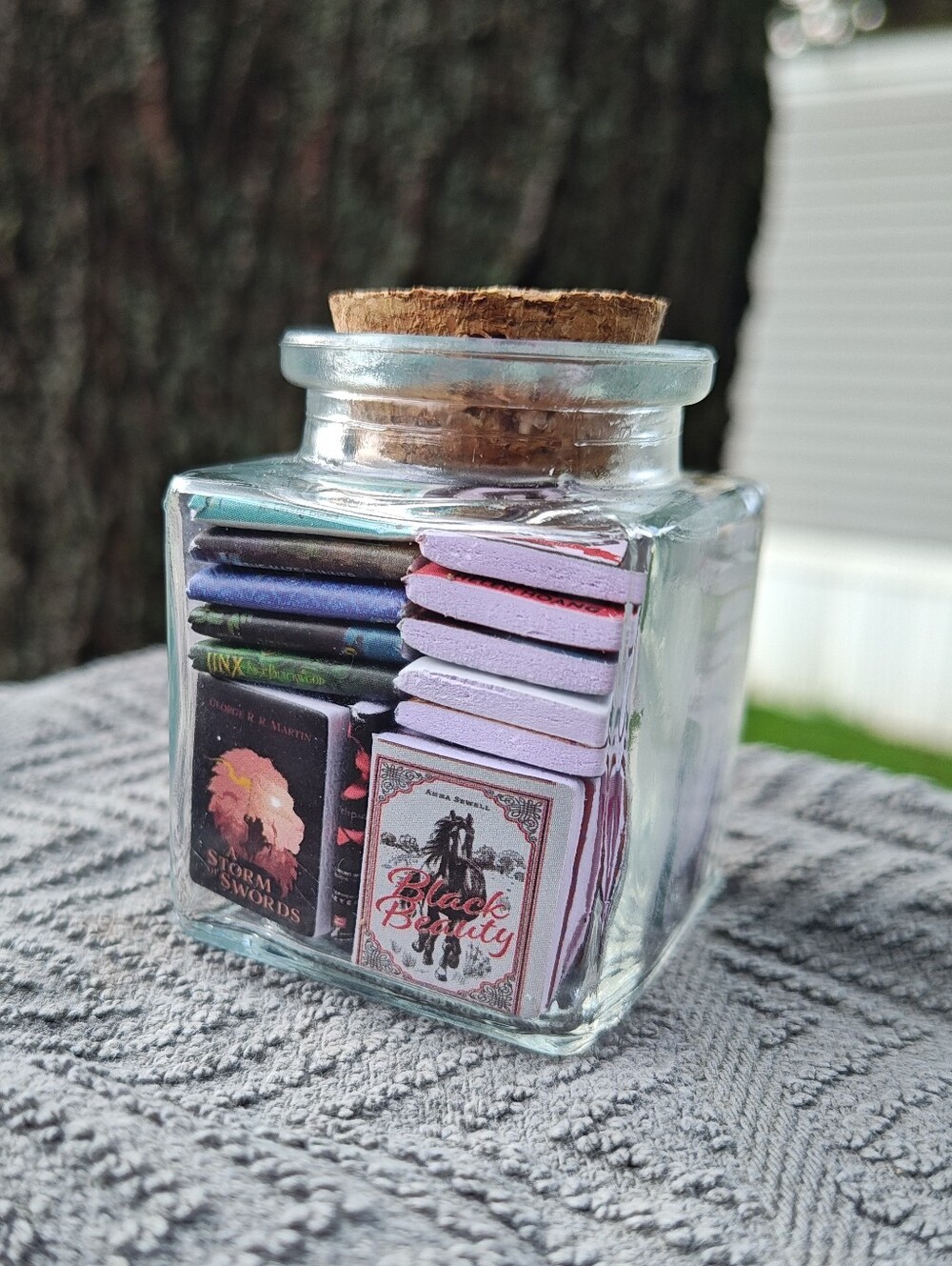 Small Cube Book Jar 45+ Miniature Books, Minis, Whimsical Home Decor - Picture 4 of 5